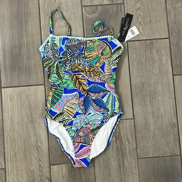 La Blanca Women's One Piece Swimsuit Lingerie Tummy Control Bathing Suit Size 8 - Picture 3 of 5